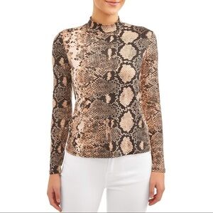 Love Sadie Fitted Turtleneck Snake Print Long Sleeve Top